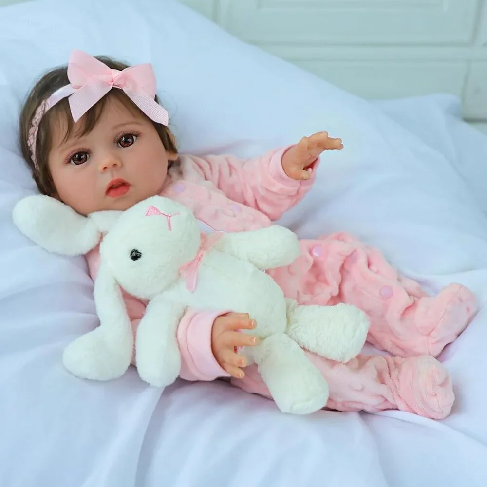 🆕18 inch Full Body Vinyl Baby Dolls Weighted Toddler with Hair Realistic Reborn